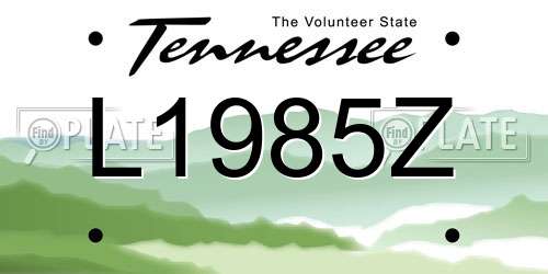 L1985Z Tennessee License Plate