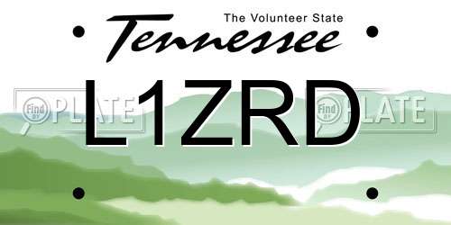 L1ZRD Tennessee License Plate