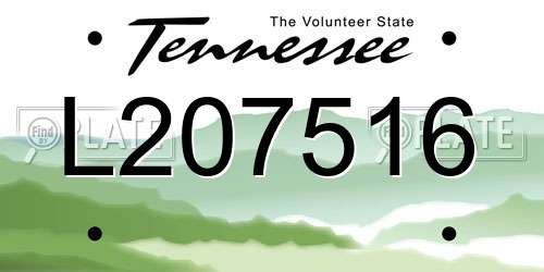 L207516 Tennessee License Plate