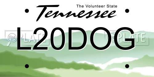 L20DOG Tennessee License Plate