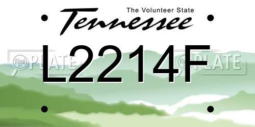 L2214F Tennessee License Plate