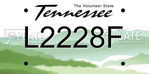 L2228F Tennessee License Plate