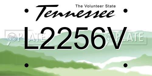 L2256V Tennessee License Plate