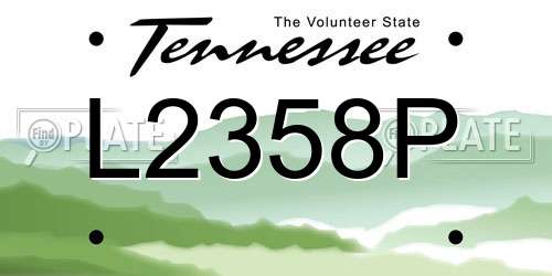 L2358P Tennessee License Plate