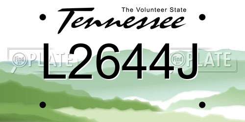 L2644J Tennessee License Plate