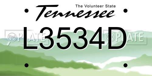 L3534D Tennessee License Plate