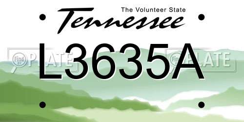 L3635A Tennessee License Plate
