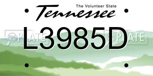 L3985D Tennessee License Plate