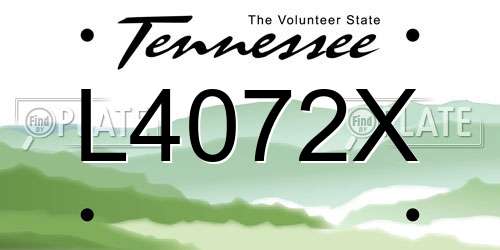 L4072X Tennessee License Plate