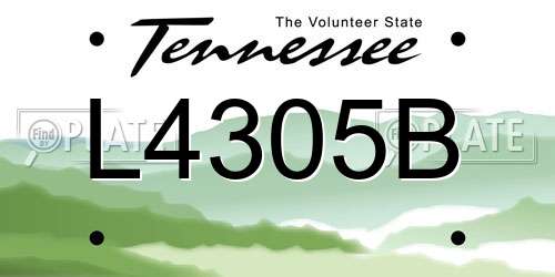 L4305B Tennessee License Plate