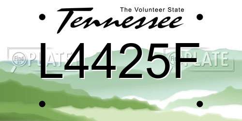 L4425F Tennessee License Plate