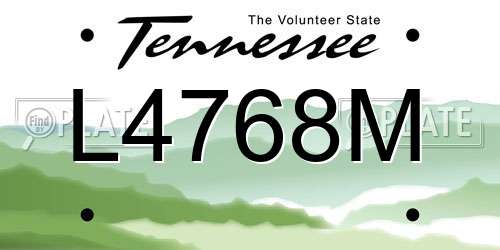 L4768M Tennessee License Plate