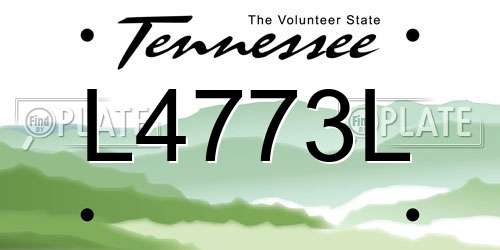 L4773L Tennessee License Plate