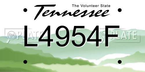 L4954F Tennessee License Plate