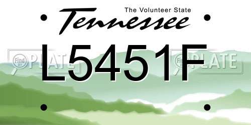 L5451F Tennessee License Plate