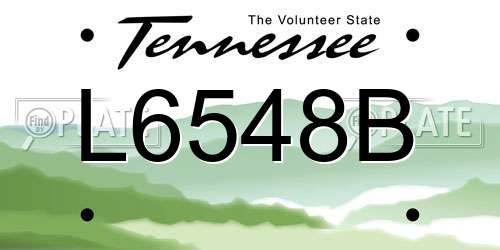 L6548B Tennessee License Plate