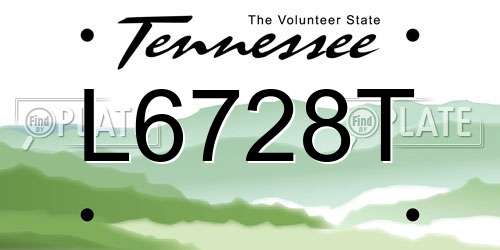 L6728T Tennessee License Plate
