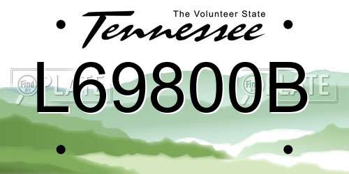 L69800B Tennessee License Plate