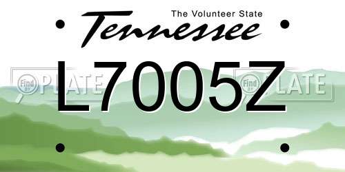 L7005Z Tennessee License Plate