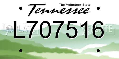 L707516 Tennessee License Plate