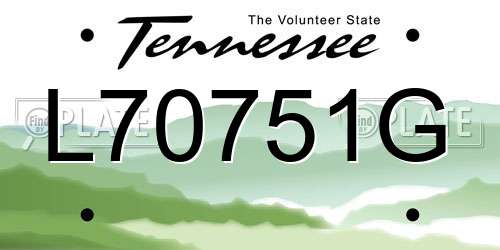 L70751G Tennessee License Plate