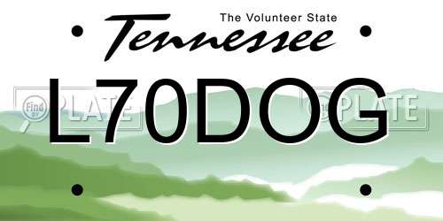 L70DOG Tennessee License Plate