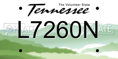 L7260N Tennessee License Plate