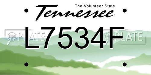 L7534F Tennessee License Plate