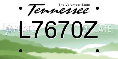 L7670Z Tennessee License Plate