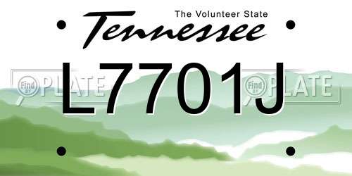 L7701J Tennessee License Plate