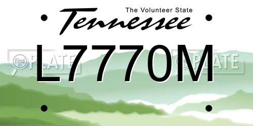 L7770M Tennessee License Plate