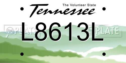 L8613L Tennessee License Plate