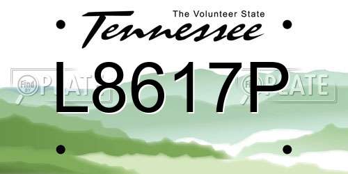 L8617P Tennessee License Plate