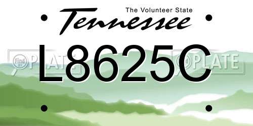 L8625C Tennessee License Plate