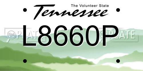L8660P Tennessee License Plate