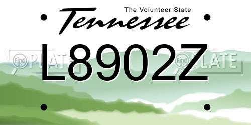 L8902Z Tennessee License Plate