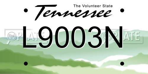 L9003N Tennessee License Plate