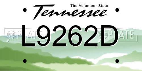 L9262D Tennessee License Plate