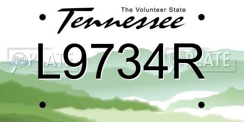 L9734R Tennessee License Plate