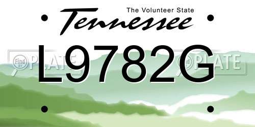 L9782G Tennessee License Plate