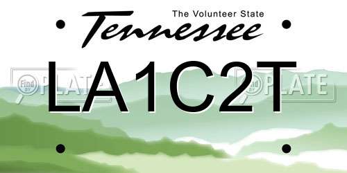 LA1C2T Tennessee License Plate
