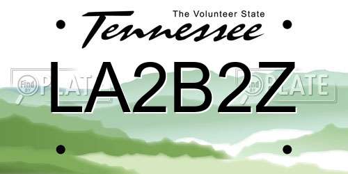 LA2B2Z Tennessee License Plate