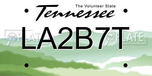 LA2B7T Tennessee License Plate