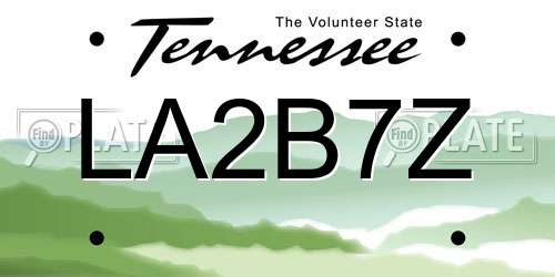 LA2B7Z Tennessee License Plate