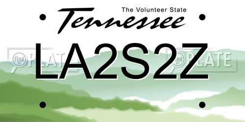 LA2S2Z Tennessee License Plate