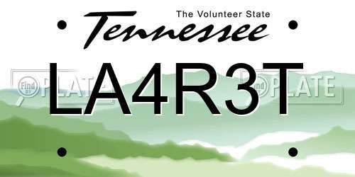 LA4R3T Tennessee License Plate