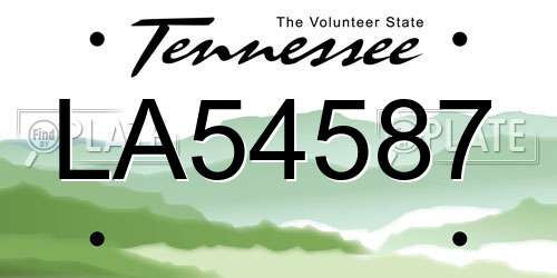 LA54587 Tennessee License Plate