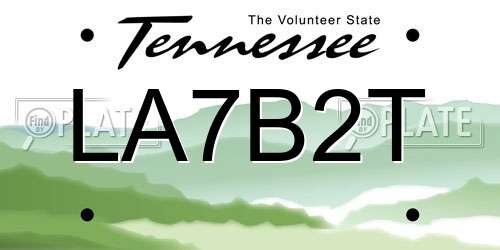 LA7B2T Tennessee License Plate