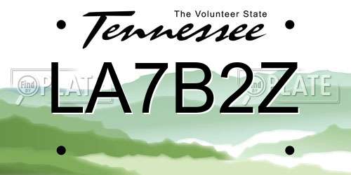 LA7B2Z Tennessee License Plate