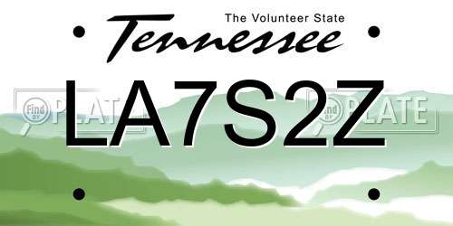 LA7S2Z Tennessee License Plate